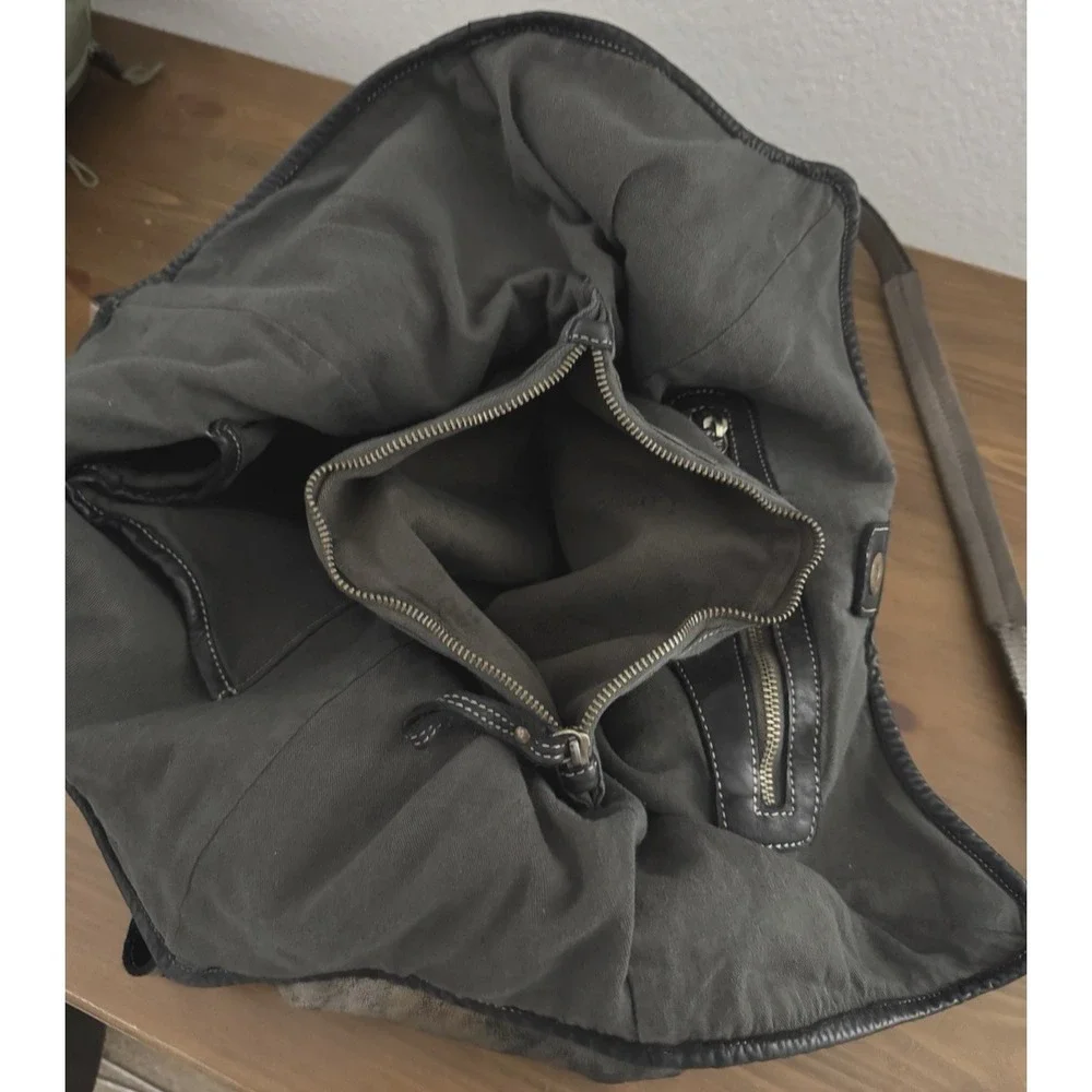Lusher Soft and Slouchy Hobo Stone Washed Black Raw Onyx Italian Leather Studded